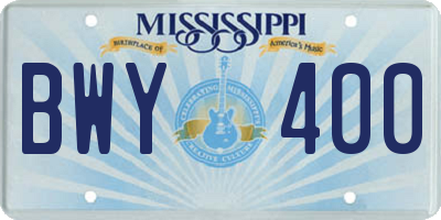 MS license plate BWY400