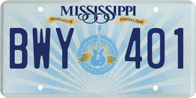 MS license plate BWY401