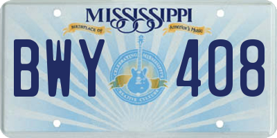 MS license plate BWY408