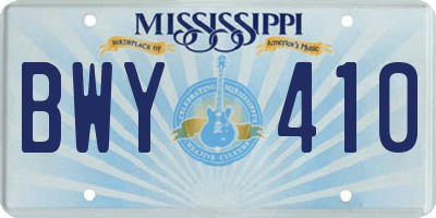 MS license plate BWY410