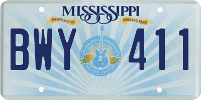 MS license plate BWY411