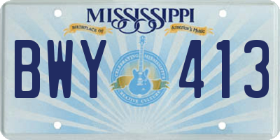 MS license plate BWY413