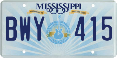 MS license plate BWY415