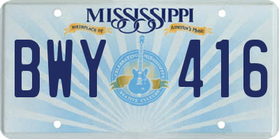 MS license plate BWY416