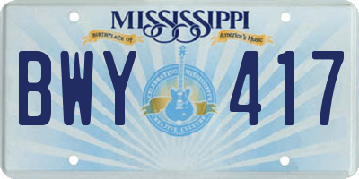 MS license plate BWY417