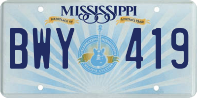 MS license plate BWY419