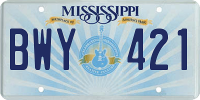MS license plate BWY421
