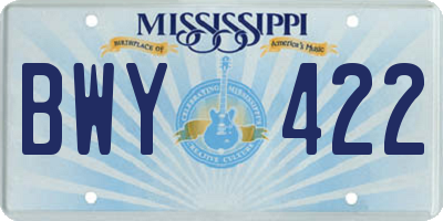 MS license plate BWY422