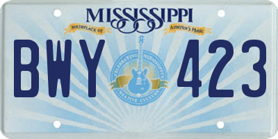 MS license plate BWY423