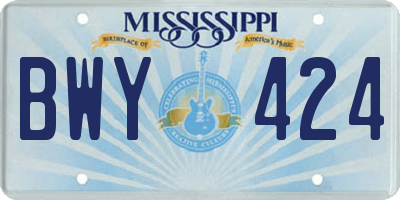 MS license plate BWY424