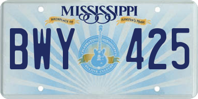 MS license plate BWY425