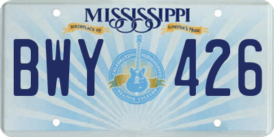 MS license plate BWY426