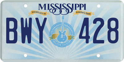MS license plate BWY428