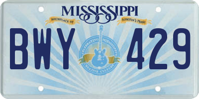 MS license plate BWY429