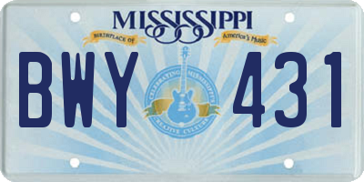 MS license plate BWY431