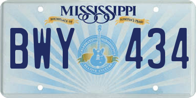 MS license plate BWY434