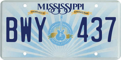 MS license plate BWY437