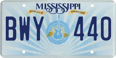 MS license plate BWY440