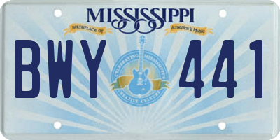 MS license plate BWY441