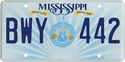 MS license plate BWY442