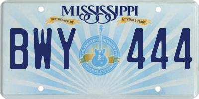 MS license plate BWY444