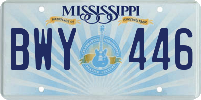 MS license plate BWY446