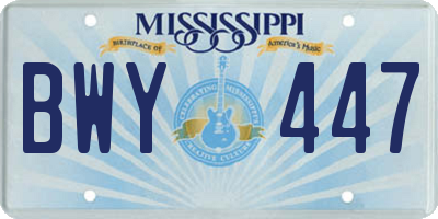 MS license plate BWY447