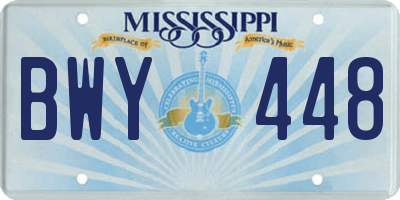 MS license plate BWY448