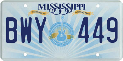 MS license plate BWY449