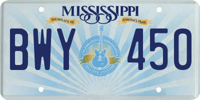 MS license plate BWY450