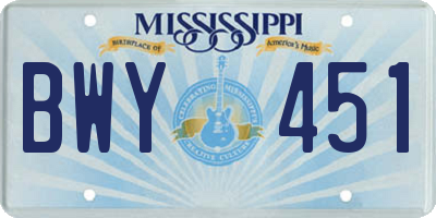 MS license plate BWY451