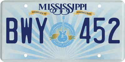 MS license plate BWY452