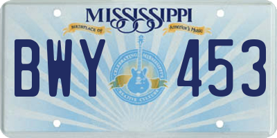 MS license plate BWY453