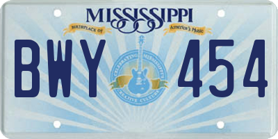 MS license plate BWY454
