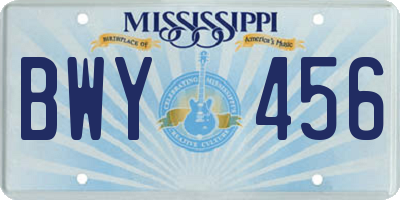 MS license plate BWY456