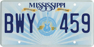 MS license plate BWY459