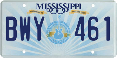 MS license plate BWY461