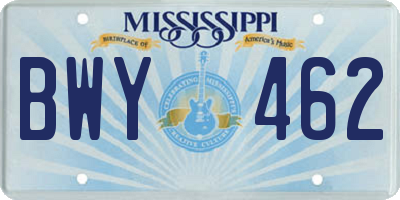 MS license plate BWY462