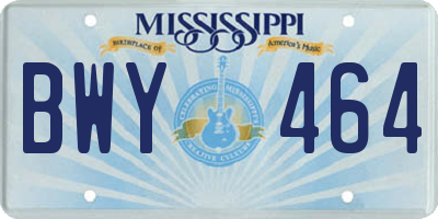 MS license plate BWY464
