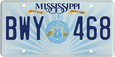 MS license plate BWY468