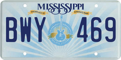 MS license plate BWY469