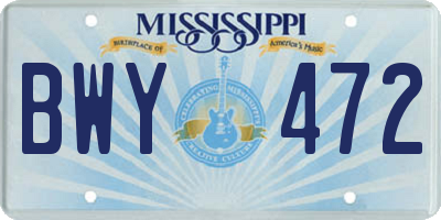 MS license plate BWY472