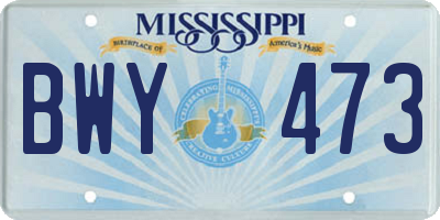 MS license plate BWY473