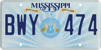 MS license plate BWY474
