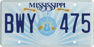 MS license plate BWY475