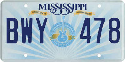 MS license plate BWY478