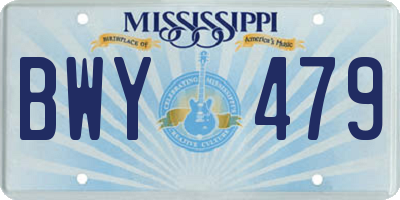 MS license plate BWY479