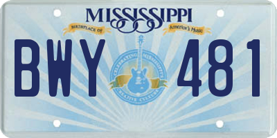 MS license plate BWY481