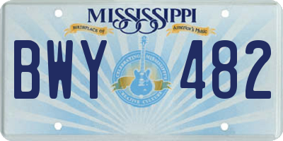 MS license plate BWY482