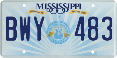 MS license plate BWY483